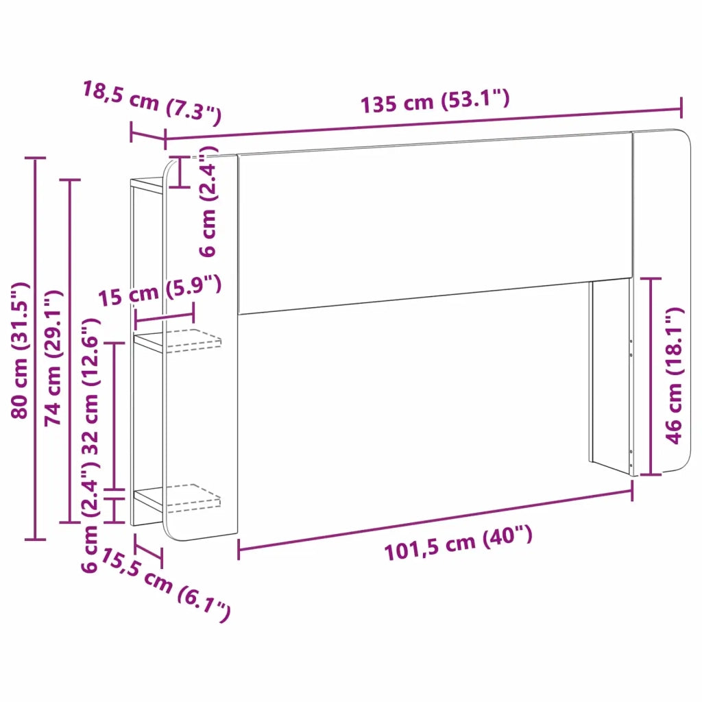 Testata del letto con archiviazione Bianco Legno ingegnerizzato