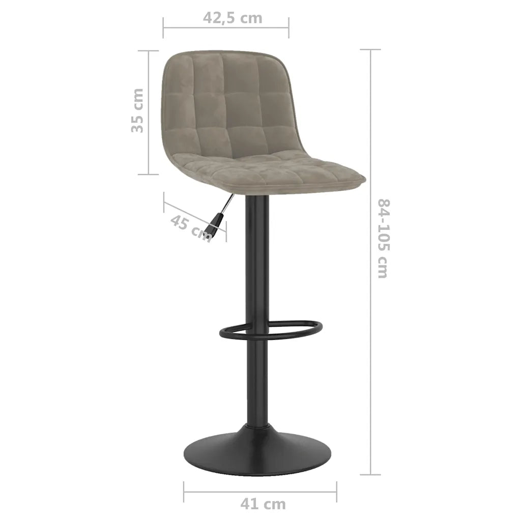Sgabello da Bar Grigio Chiaro in Velluto 333980