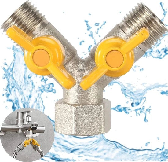 Valvola di commutazione in ottone 2 vie - Distributore d'acqua con valvole di chiusura - Bocchetta doccia manico doccia - Lavatrice tubo da giardino