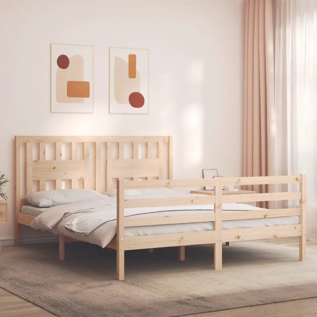 Giroletto con Testiera-Struttura Letto con testiera 160x200 cm in Legno Massello 358688