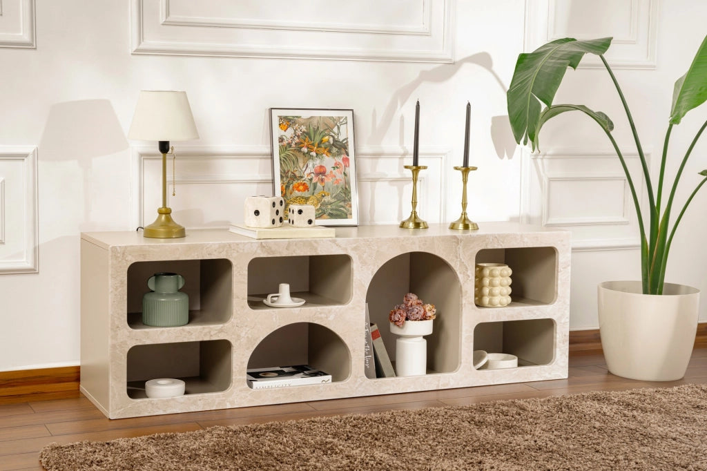 Credenza in legno "Ferlis" - 160 x 40 x 51 cm - Travertino