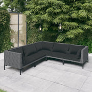 Set Divani Giardino 5 pz con Cuscini in Polyrattan Grigio Scuro cod mxl 48717