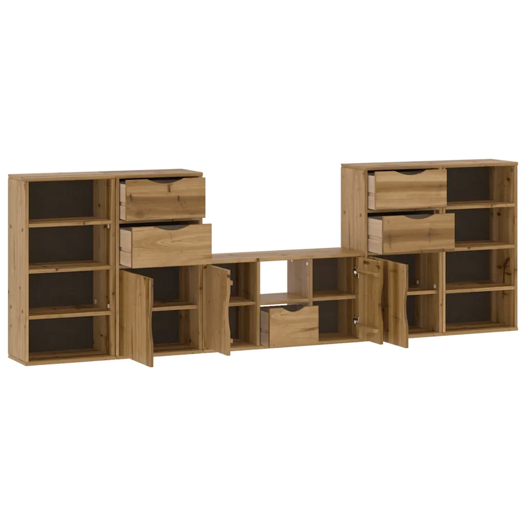 Mobile TV 5 pz con Contenitore ODDA in Legno Massello di Pino 3365376