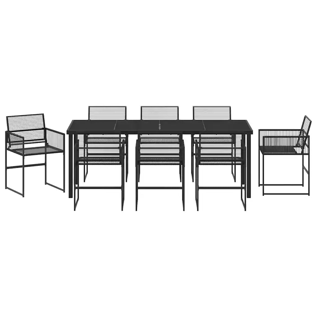 Set da Pranzo per Giardino 9 pcs Nero 3379329