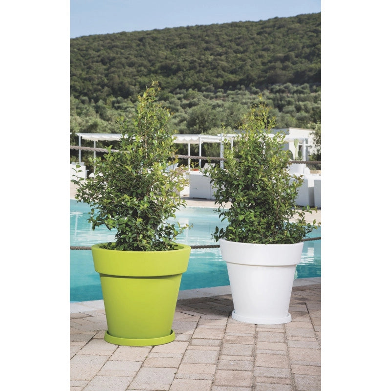 Vaso moderno di design Ø50 H44 in polimero bianco resistente per interno ed esterno - Made in Italy - Monacis