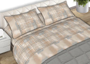 Completo Lenzuola Letto Matrimoniale 100% Cotone Made Italy Dis.Spark Beige CN
