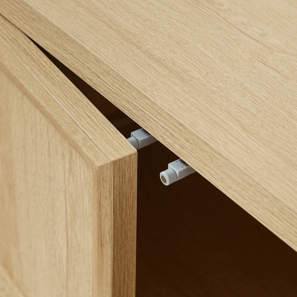 Credenza con 2 vani e apertura Tip-On; per soggiorno; in MDF; 160x40x80 cm; rovere