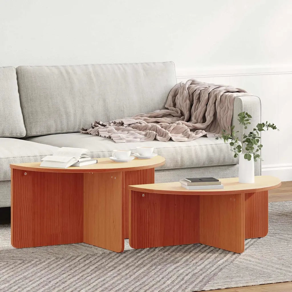 vidaXL Tavolino da salotto 2 pcs Cera marrone 79 x 39.5 x 40 cm