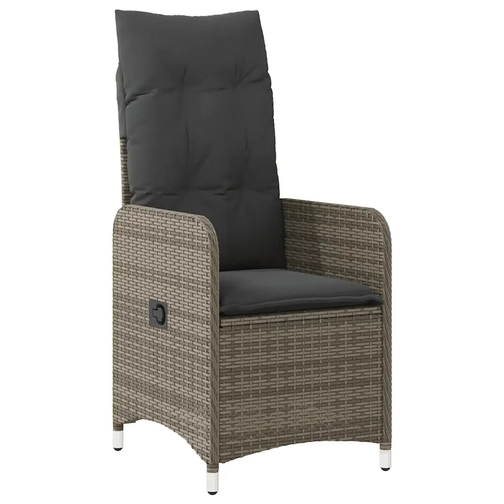 Set Bistrò da Giardino 7 pz con Cuscini in Polyrattan Grigio 3277025