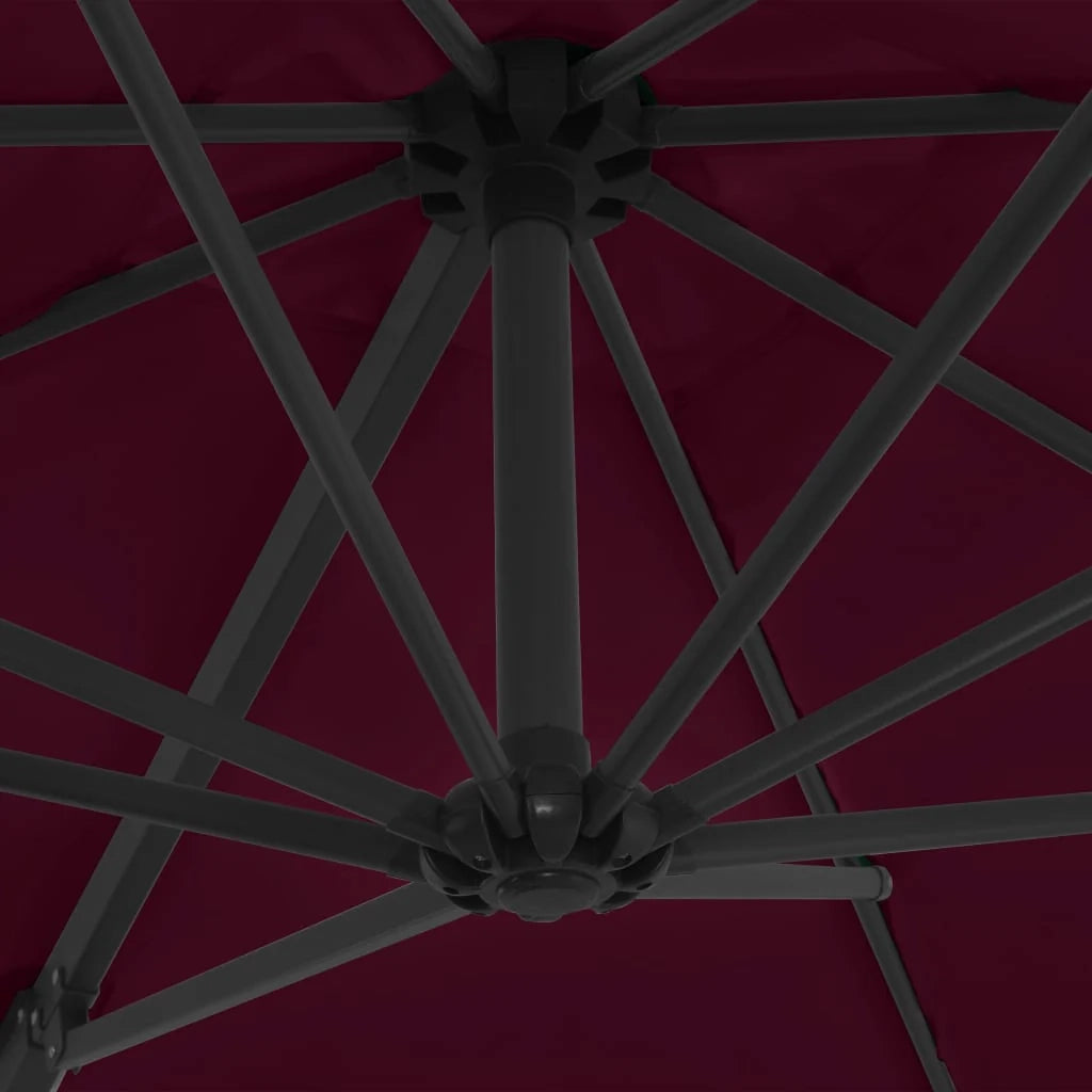 Ombrellone a braccio con palo in acciaio 250 x 250 cm rosso bordeaux 02_0008475