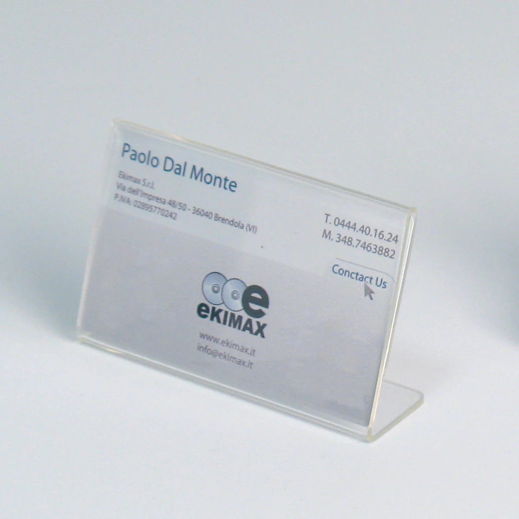 Segnaposto in plexiglass con base a L portanome eventi congressi - 5.5 x 8.5 x 3