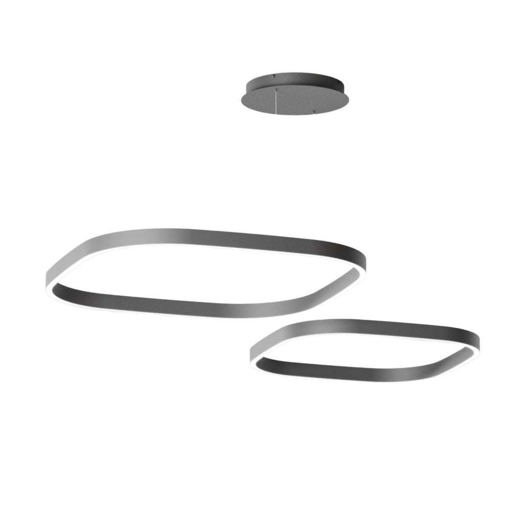 Lampada a Sospensione Criseide S/2D Q - Led 90W 3000K 4000lm in Alluminio Nero - Biemissione Dimmerabile Taglio di Fase - Gealuce