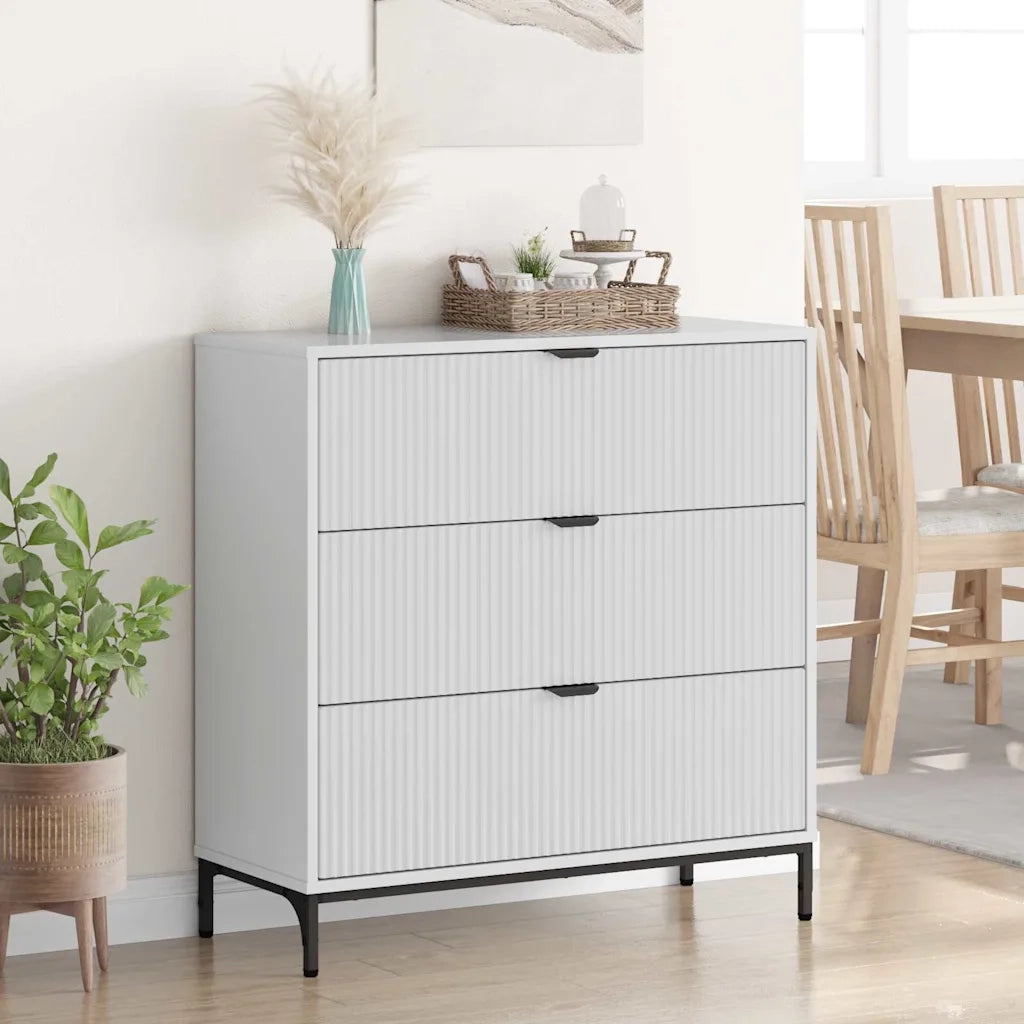Credenza | Madia | Buffet da pranzo | Armadio da pranzo Bianco Lucido 79,5 x 33 x 82 cm Legno multistrato