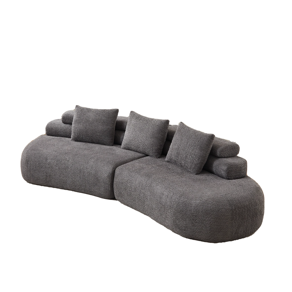 Divano modulare curvo 3 pezzi in chenille grigio antracite HOMVRA