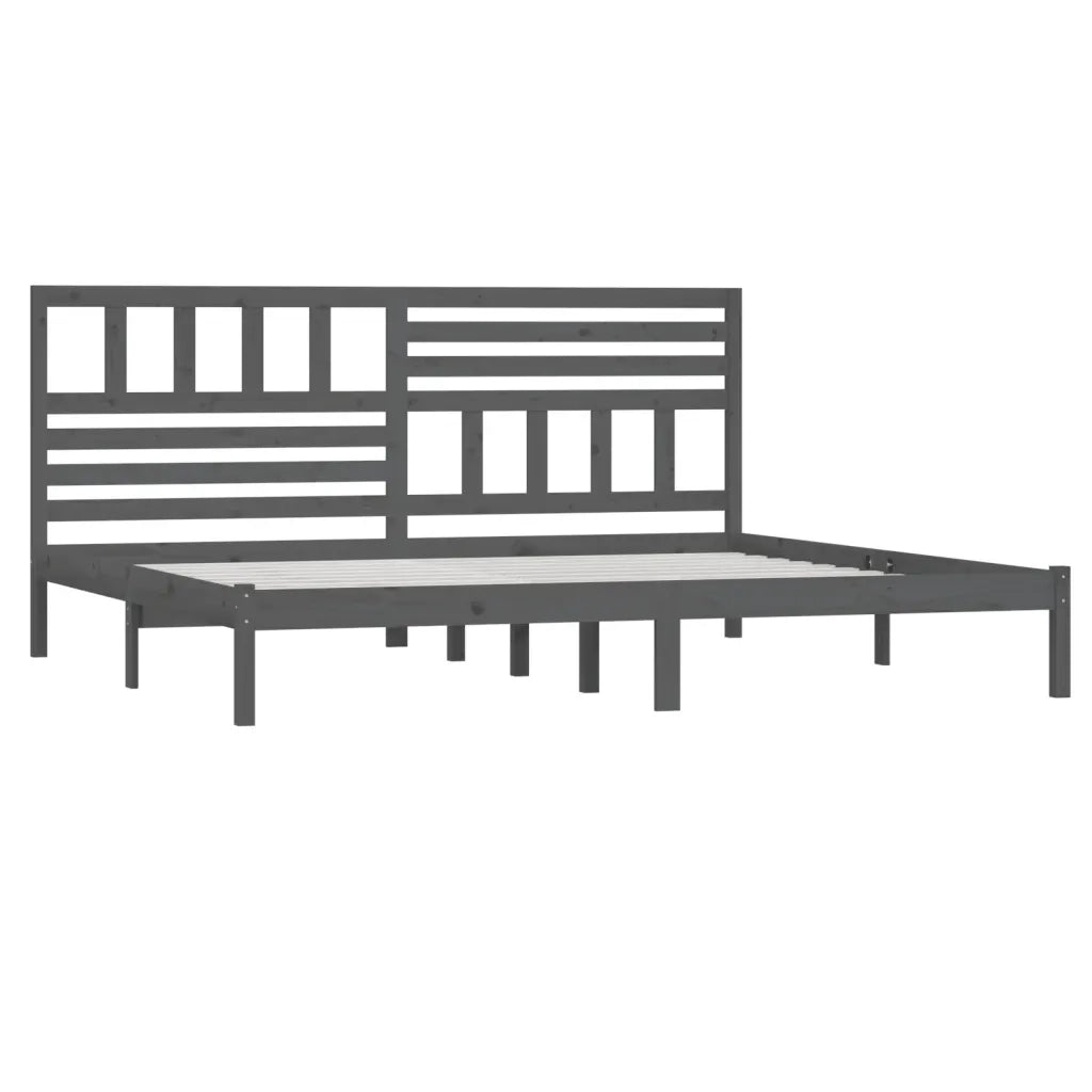 Giroletto-Struttura Letto Grigio in Legno Massello di Pino 200x200 cm 127259