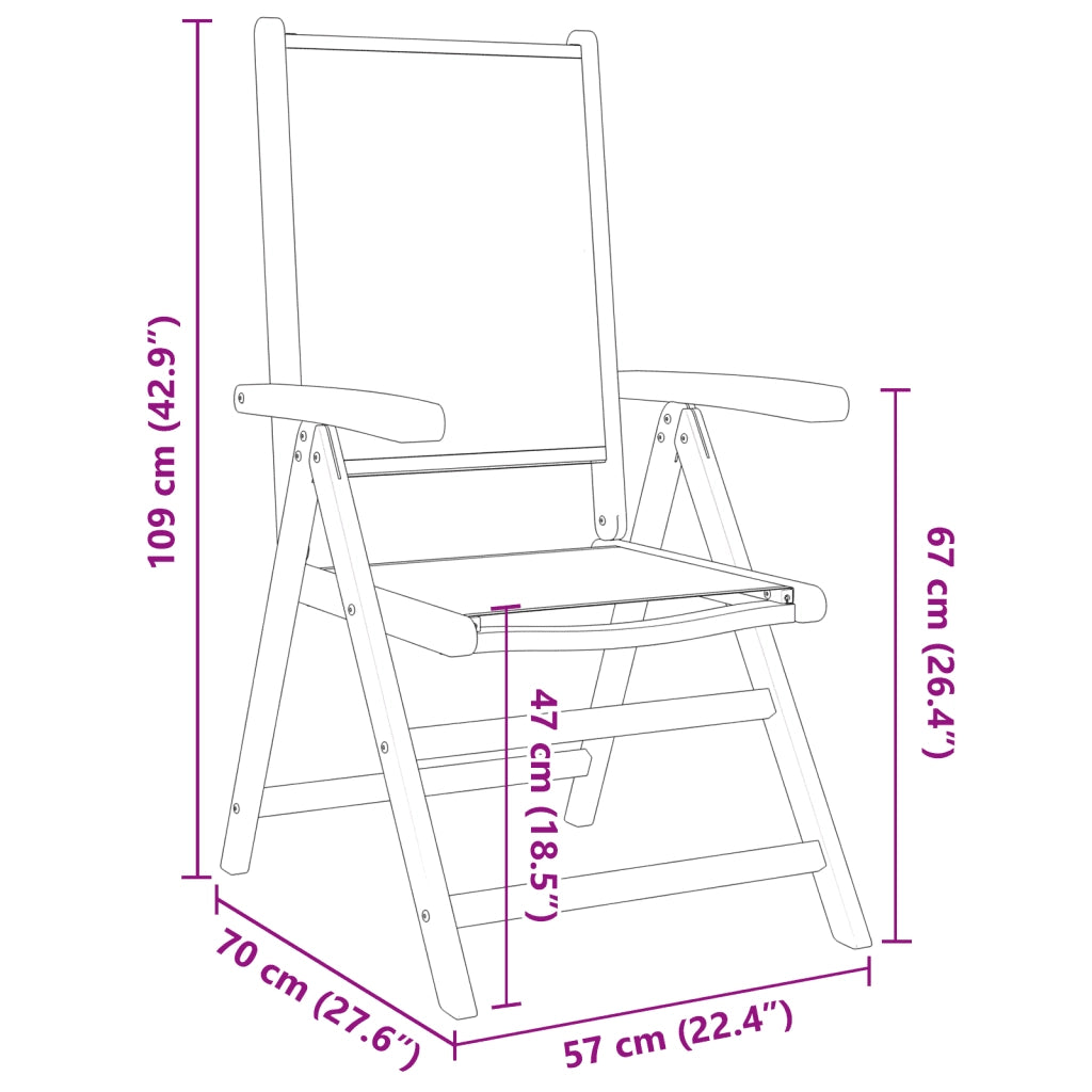 vidaXL Sedie Giardino Reclinabili 4 pz Verdi Tessuto e Legno Massello
