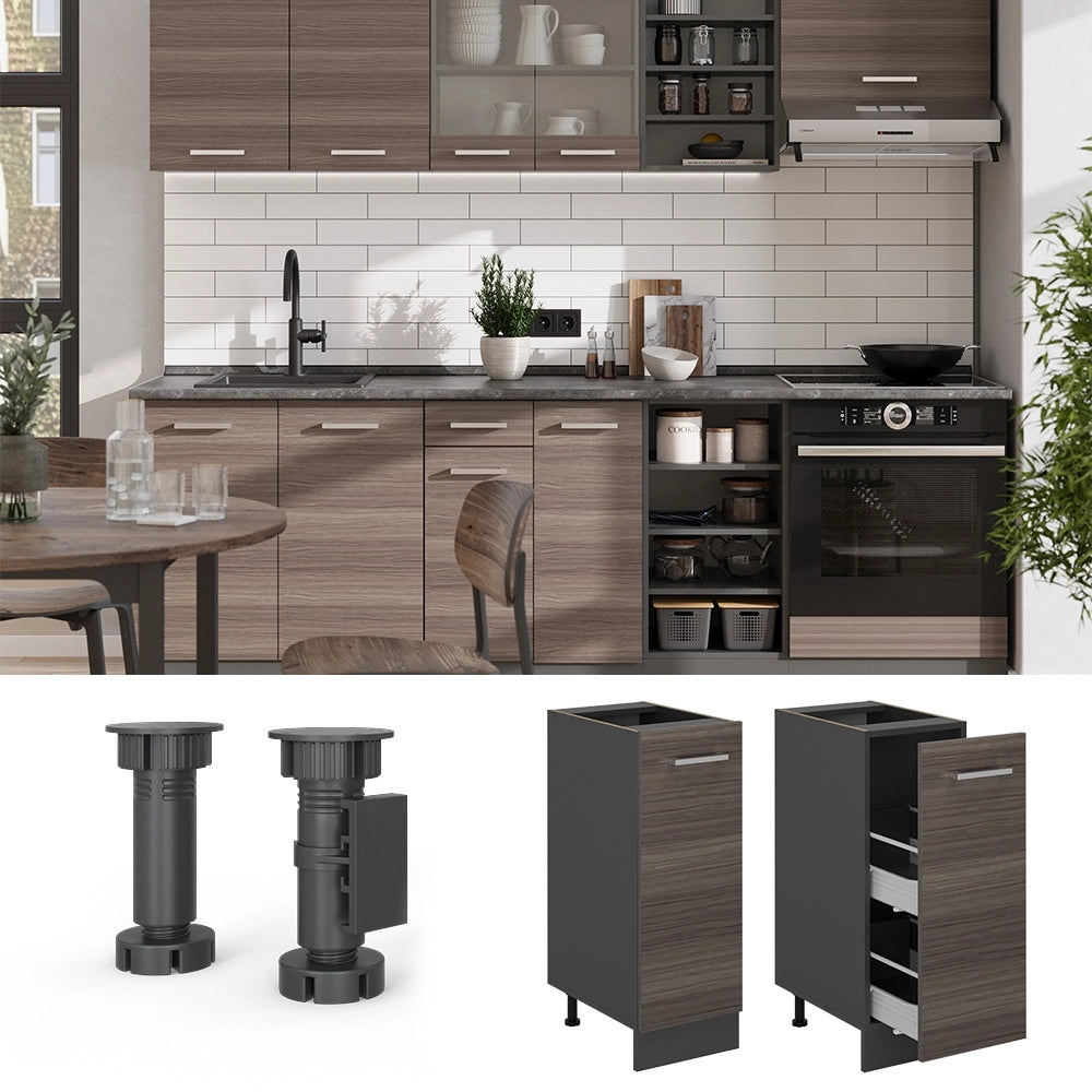 Armadio cucina dispensa alto R-Line Grigio nobile/Antracite 30 cm, PL Rovere Vicco