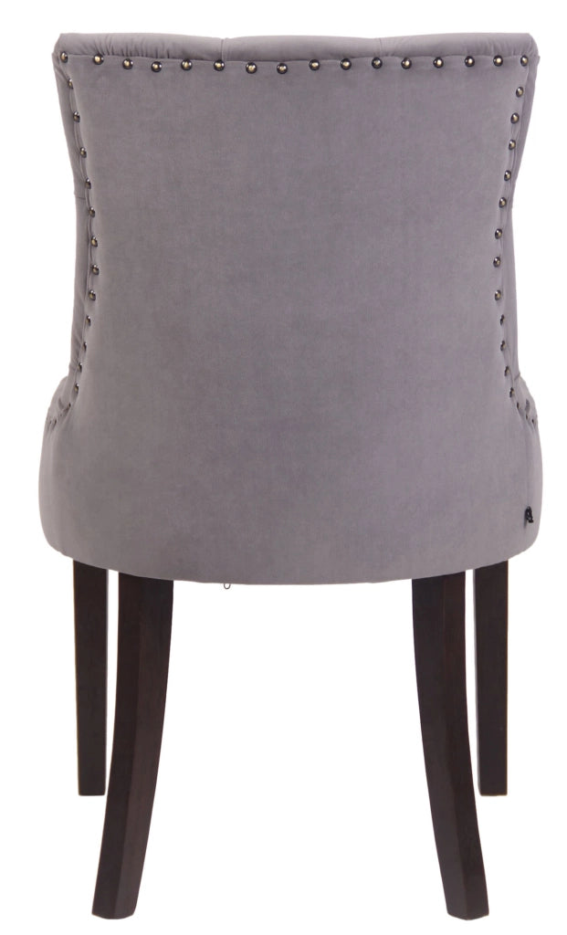 Set 4 poltrone pranzo Aberdeen in velluto grigio,antico