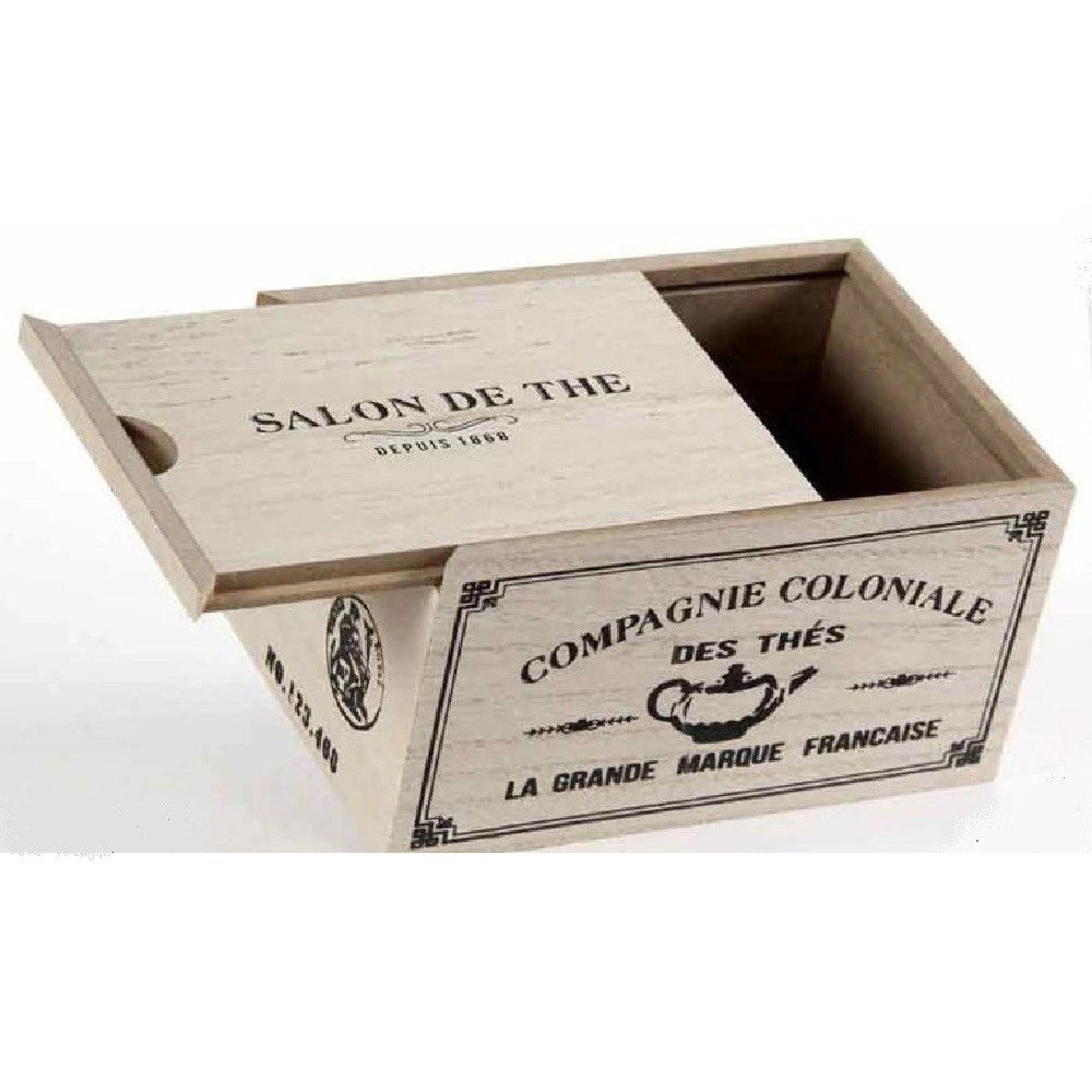 Trade Shop - Scatola Porta Oggetti Bustine The Tè Cialde Caffè 16x11x9 Cm Legno Decori 738661 -