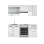 Cucina componibile Fame-Line Bianco lucido/Bianco 200 cm, PL Marmo Vicco