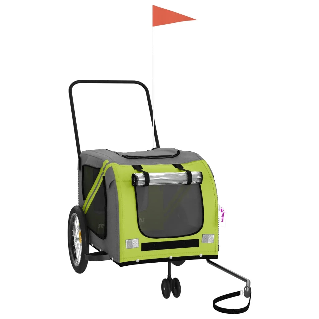 Rimorchio da Bici per Animali Verde e Grigio Oxford e Ferro 93906