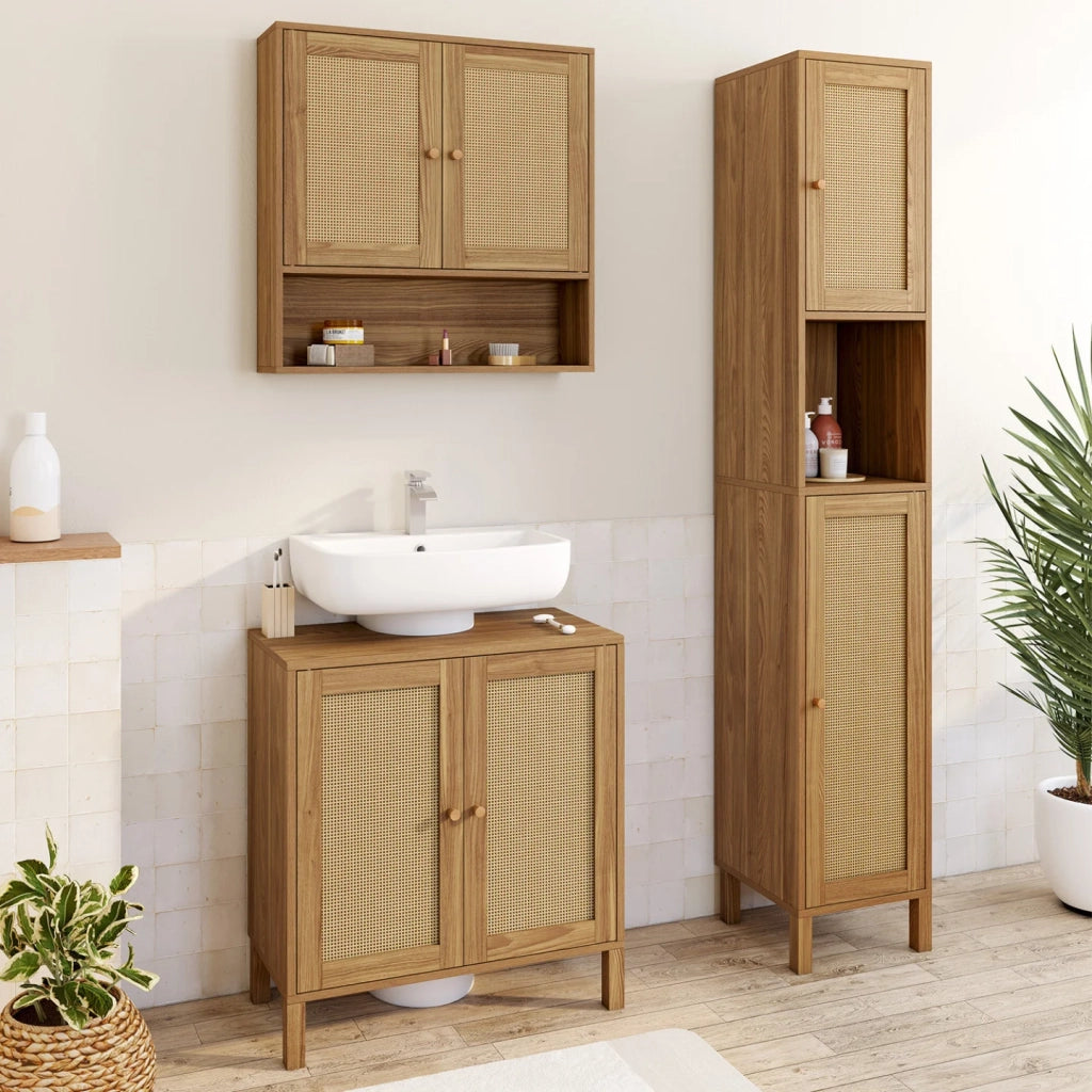 IDMarket - Mobile bagno HANAE effetto canna naturale