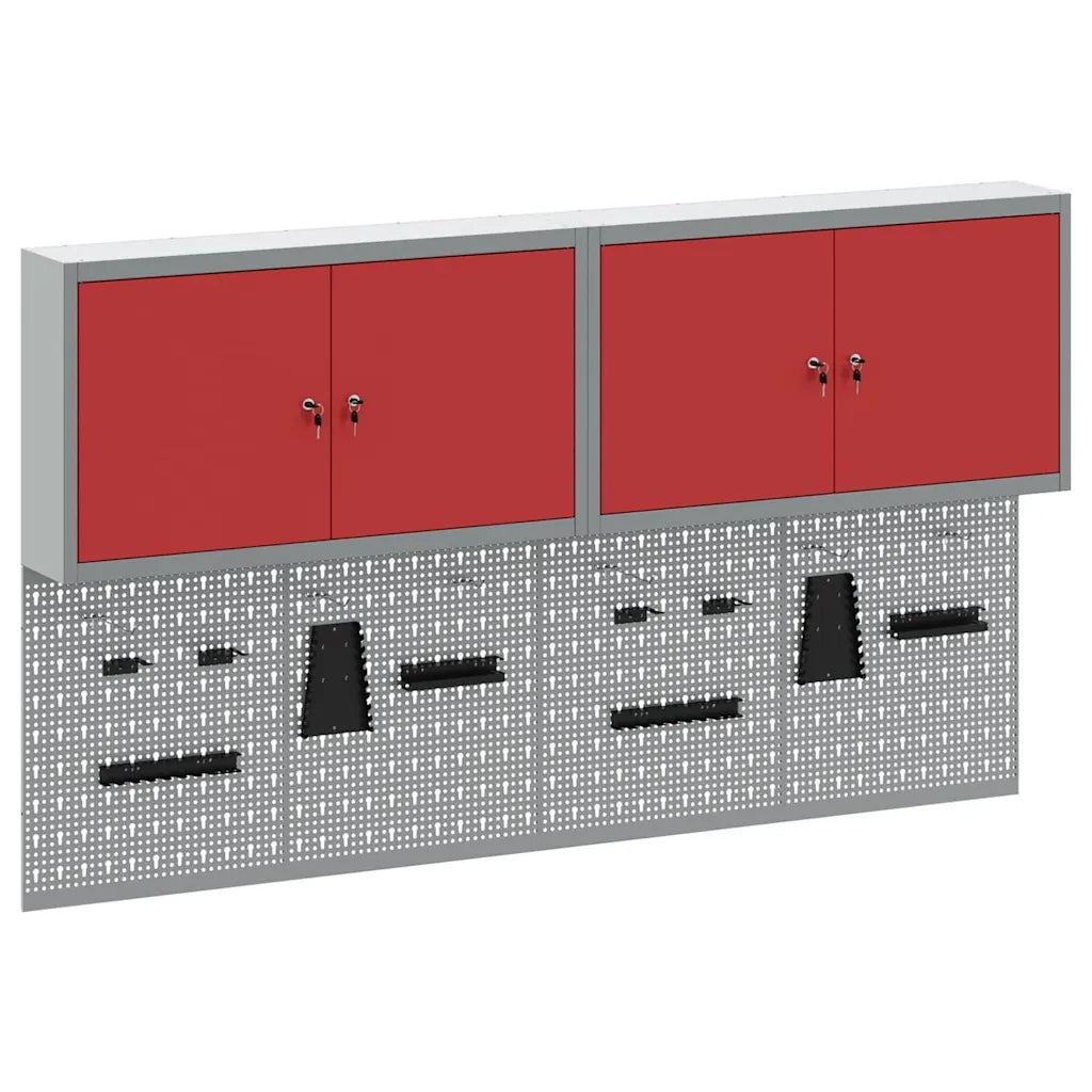 Set di armadi per attrezzi con lo scaffale 6 pcs Rosso 3321403
