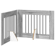 Cancello per cani con supporti 2 pz Grigio Sonoma 80 x 60 cm CFW1103192