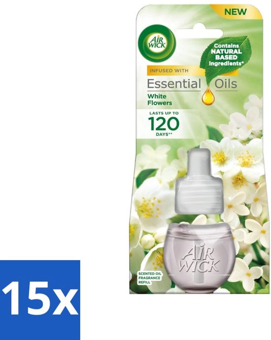 15 x Diffusore di Aria - Rinfrescante - Olii Essenziali - Freesia e Giglio - Diffusore Elettrico - 20 ml - Rinfrescante - Diffusore - Freesia - Giglio - Olii Essenziali