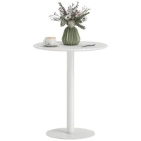 Tavolo da Cucina Rotondo per 2 Persone dal Design Moderno in Acciaio, Ø60x72 cm, Bianco