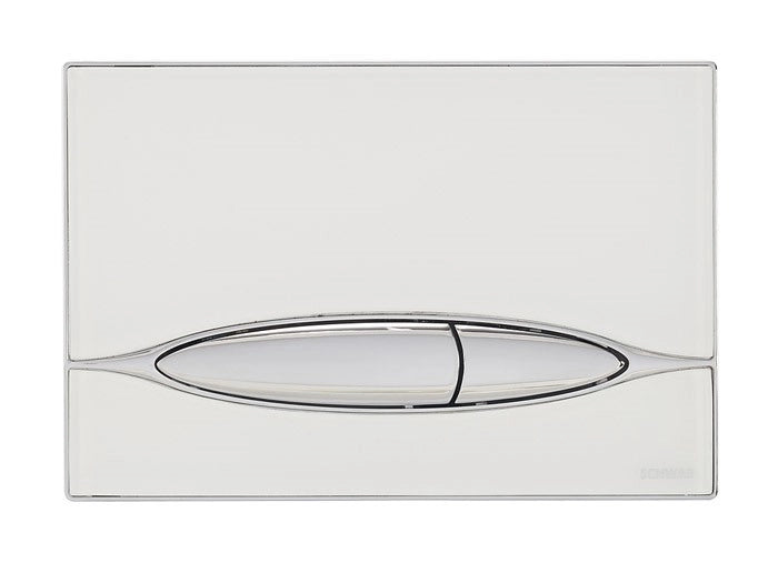 Placca di scarico SCHWAB mod. HYDRA in vetro bianca per cassetta di scarico UP 199 cod. P46-0003-0250