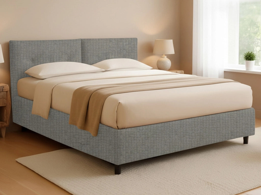 Bath, Letto Matrimoniale Sfoderabile Made in Italy, Grigio Cenere