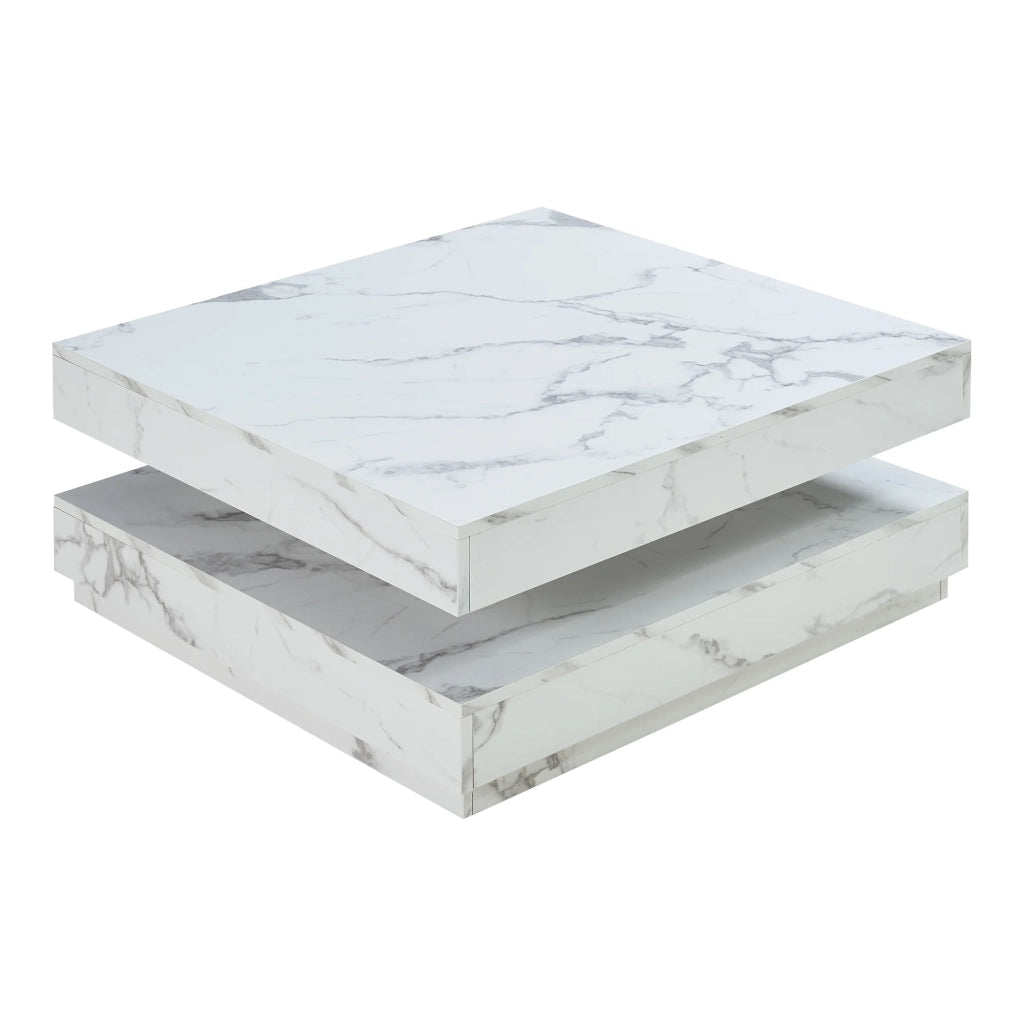 Tavolino/consolle/tavolino laterale 76 x 76 x 38 cm effetto marmo bianco 03_0010792