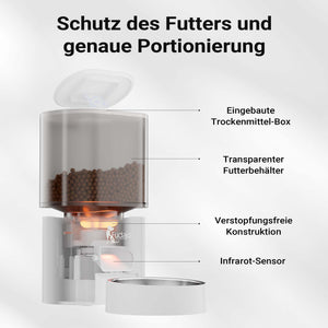Fudajo Mangiatoia e abbeveratoio automatico per cani e gatti, distributore automatico di cibo da 3 litri e abbeveratoio da 2,5 litri, controllo mangime via app, colore bianco