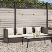 Lettino da Giardino con Cuscini in Polyrattan Marrone 49392