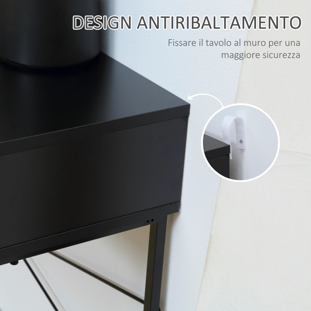 Consolle con 2 Cassetti in Metallo per Ingresso ¨C zephmum ¨C Nero 100x30x75cm