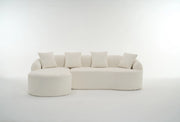 Divano angolare modulare con chaise longue sinistra e montaggio senza attrezzi in chenille bianco