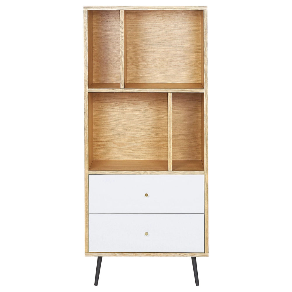Libreria in rovere chiaro con MDF bianco 139 x 60 x 40 cm Contenitore con cassetti moderno