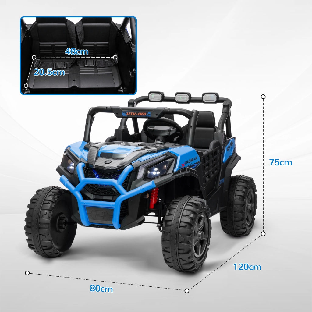 Macchina Elettrica per Bambini 24V a 2 Posti con Telecomando e 3 Velocit¨¤, Et¨¤ 3-8 Anni, Blu