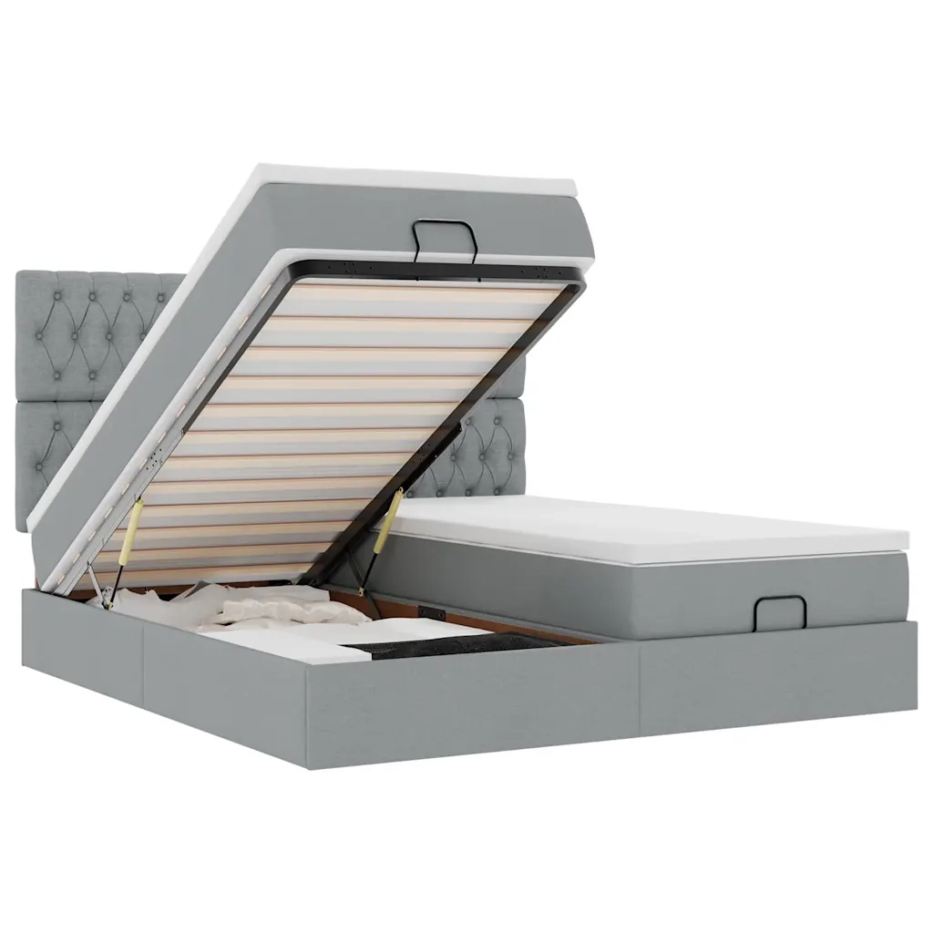 Struttura Letto Pouf con Materassi 180x200 cm in Tessuto
