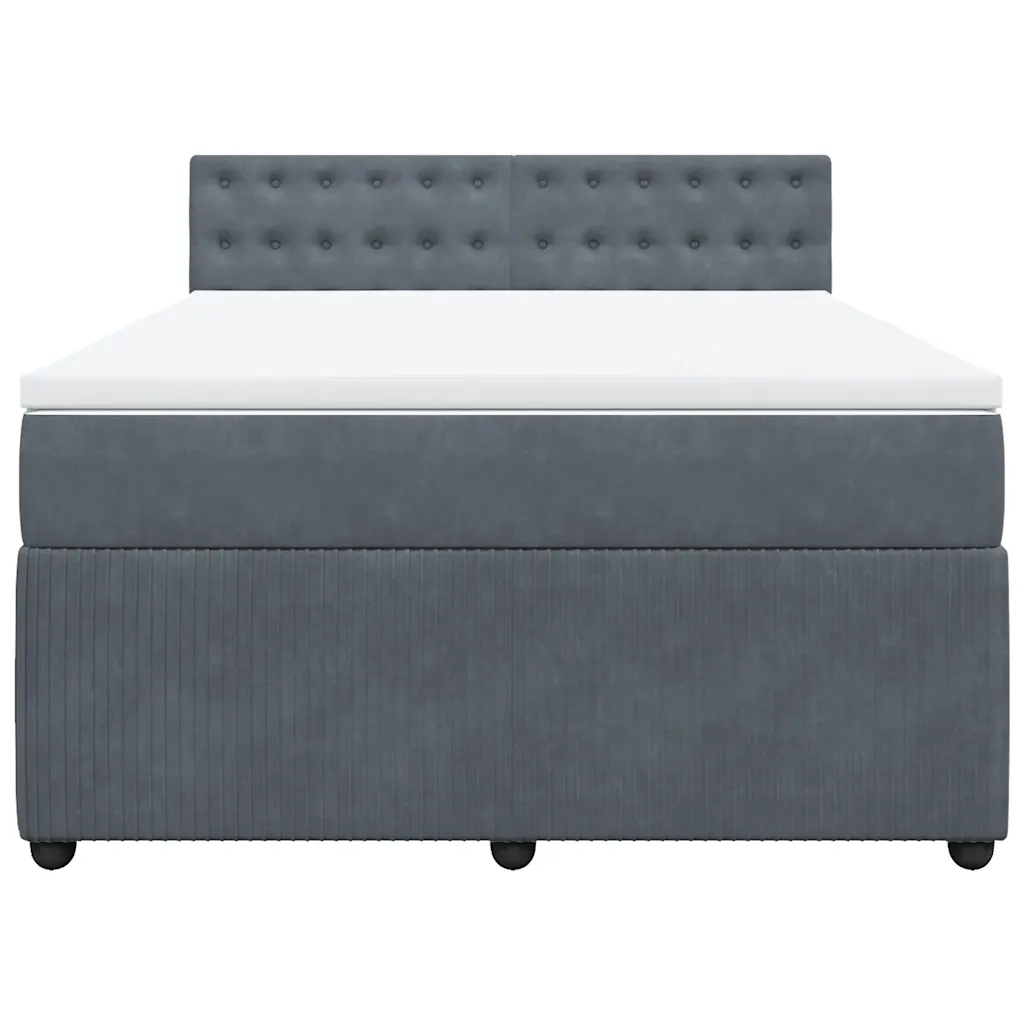 Giroletto a Molle con Materasso Grigio Scuro 140x190 cm Velluto