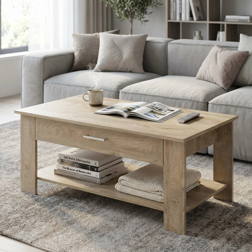 Tavolino da Salotto Moderno in Legno Composito FSC cm 110x46 50 - JONNY