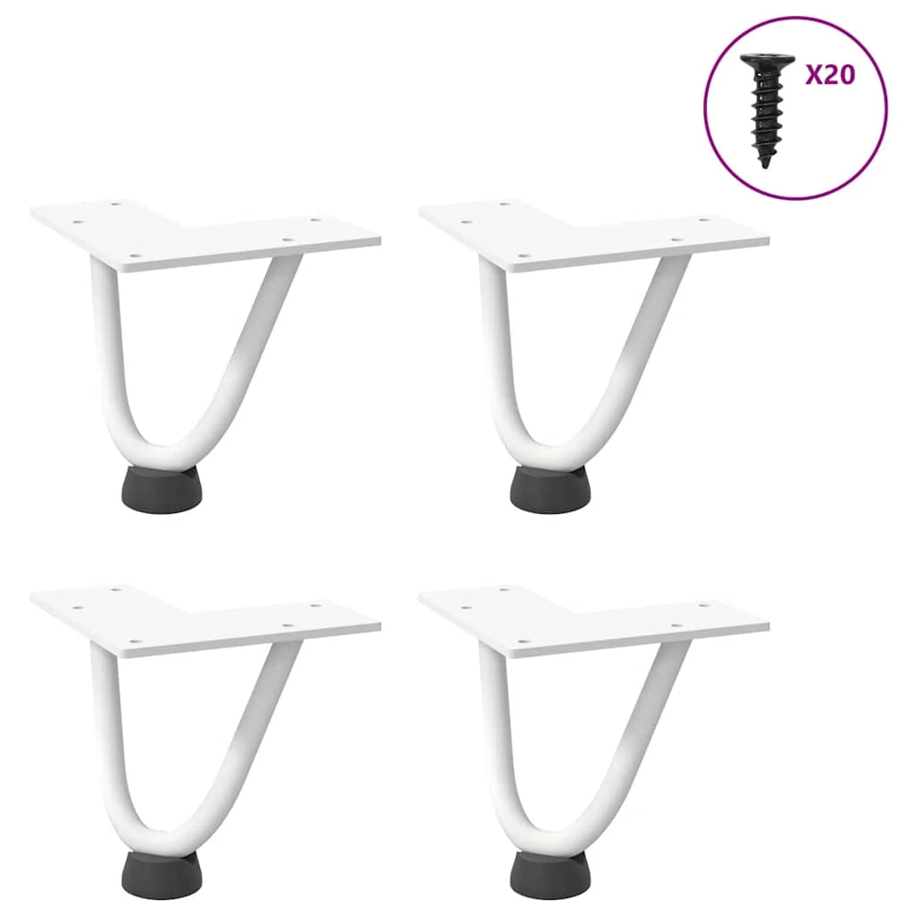 Set di 4 gambe a forcina per tavolino da caffè 10 cm con piedini regolabili design moderno in acciaio bianco 02_0056708