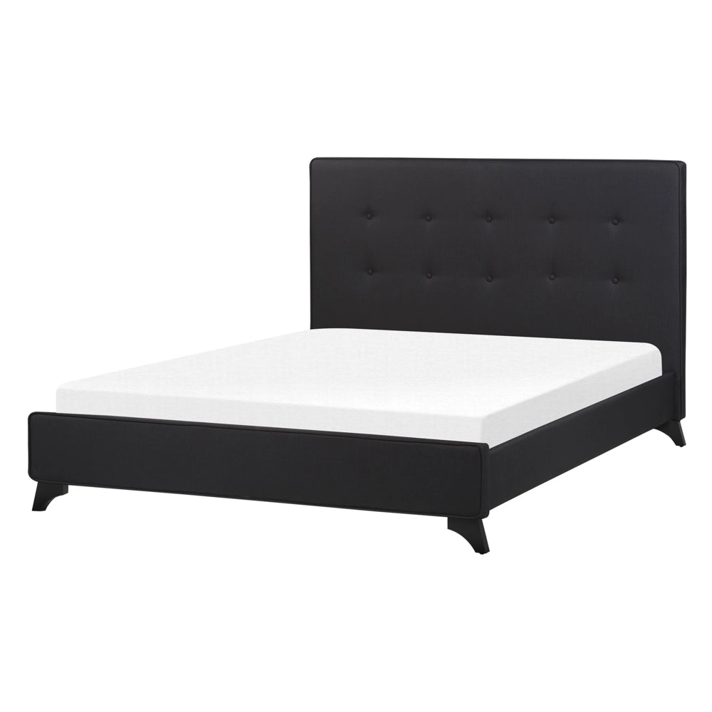 Letto Matrimoniale tessuto Nero 140 x 200 cm Imbottito in stile moderno