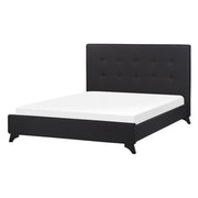 Letto Matrimoniale tessuto Nero 140 x 200 cm Imbottito in stile moderno