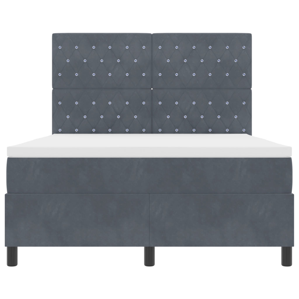 Letto Box Spring con Materasso Grigio Scuro 160x200 cm Velluto