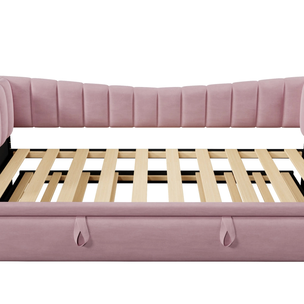 Divano letto imbottito con letto estraibile, 90 x 200 cm, rosa