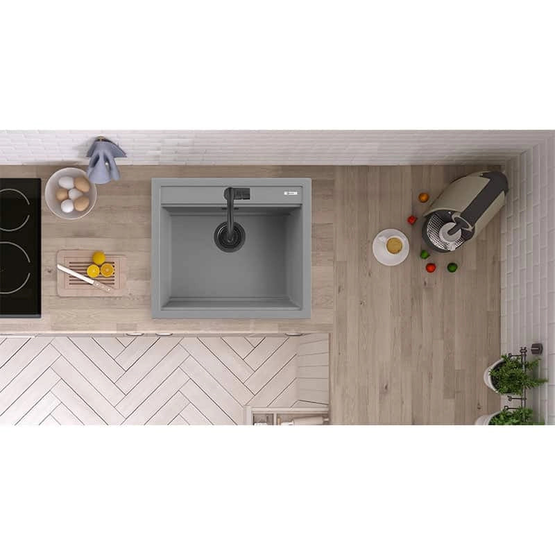 Lavello Quareco incasso 1 vasca 57×51 Prime 60 Granito Grigio QLP060GR