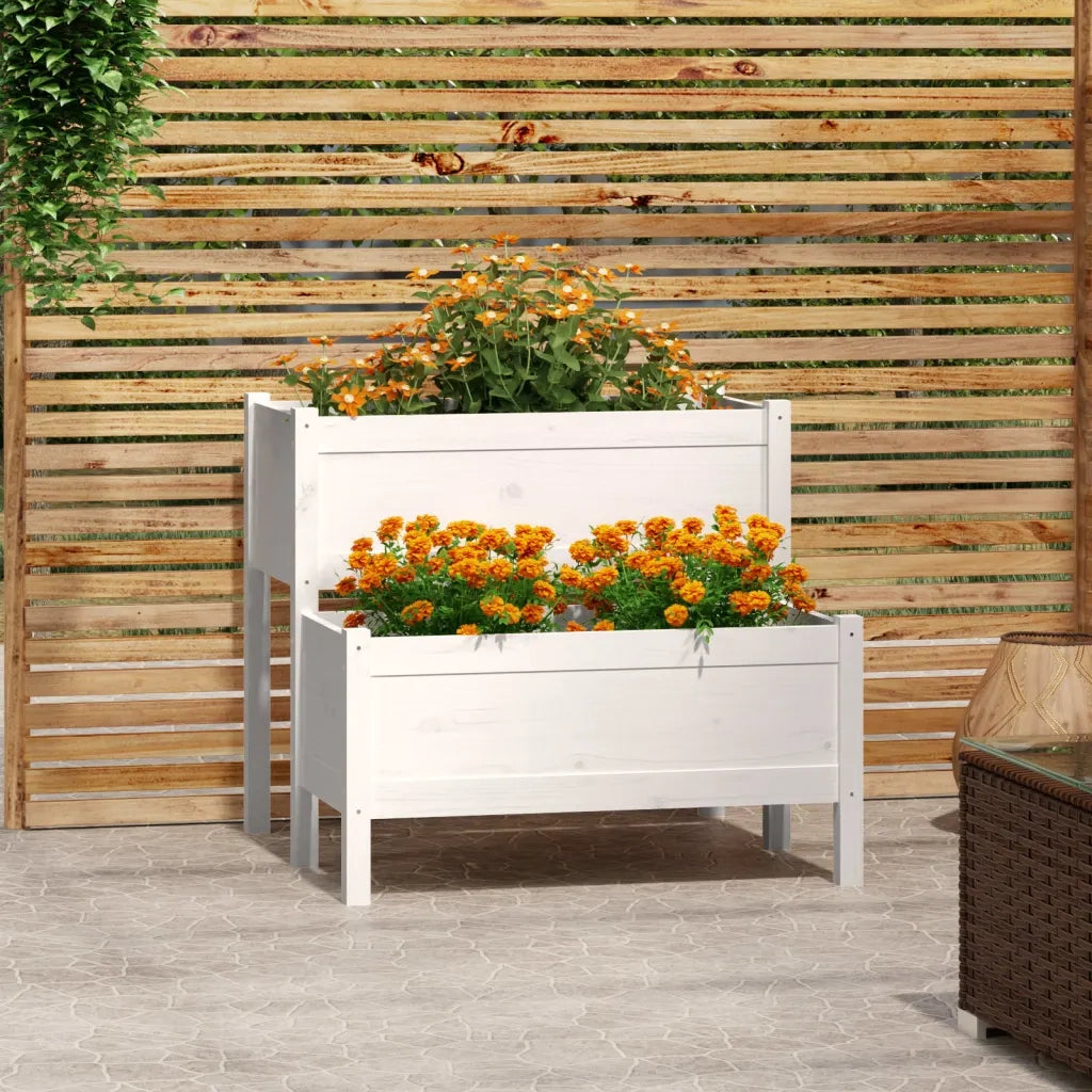 Fioriera Bianca 84,5x84x75 cm in Legno Massello di Pino 822258