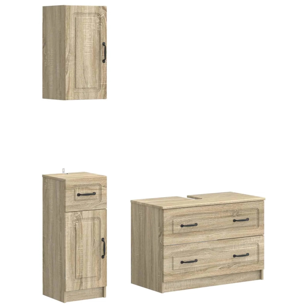 Set di armadietti da bagno in 3 pezzi UTRECHT Rovere Sonoma 3417812